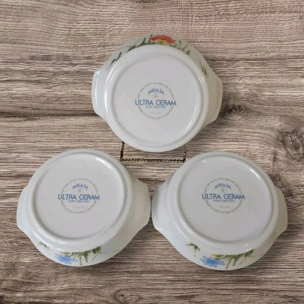 Vintage Mikasa Ultra Ceram Uptown A9006 Lugged Soup Bowls Set of 3 Japan 7.25